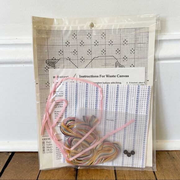 Vintage 80s Cross Stitch Geese Goose Floral Design for Shirts - Picture 3 of 3